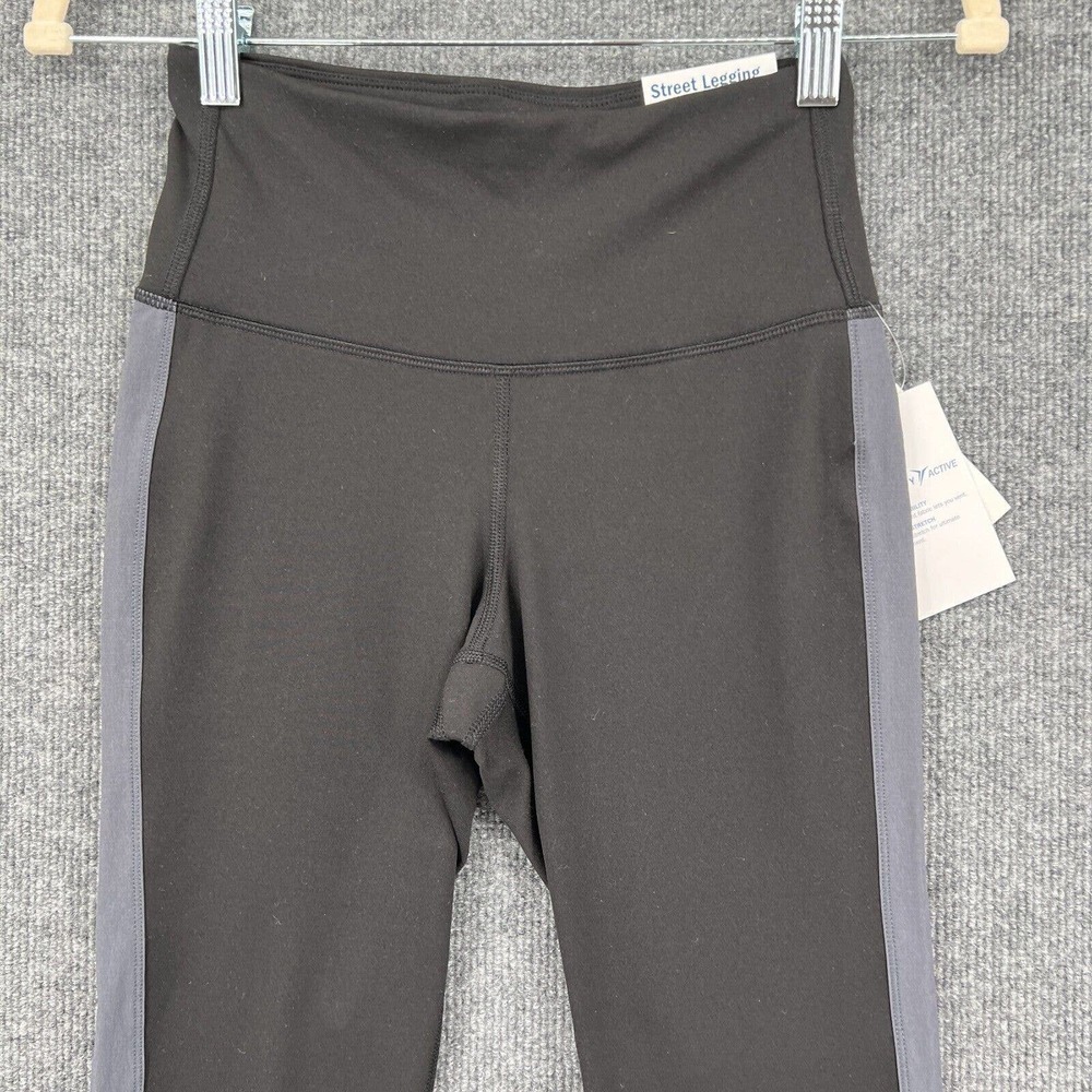 Old Navy Street Leggings Womens S Black Gray Tuxedo Stripe Ankle Zip High Rise - Picture 2 of 8
